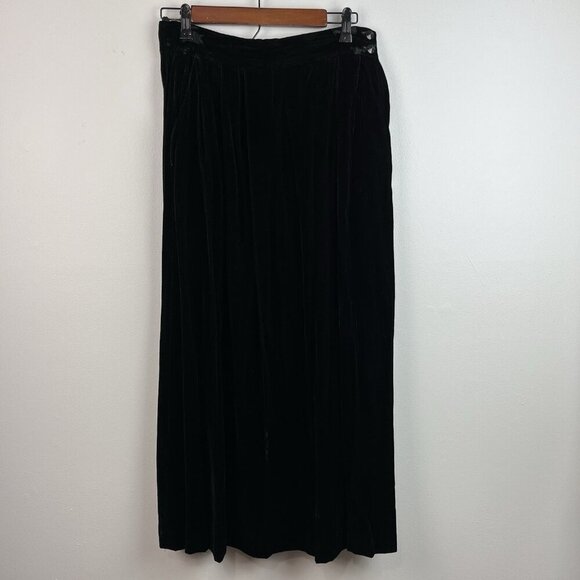 Vintage‎ 90s Christian Dior Separates Black Velvet Midi Skirt Size 12 Designer - Picture 1 of 8